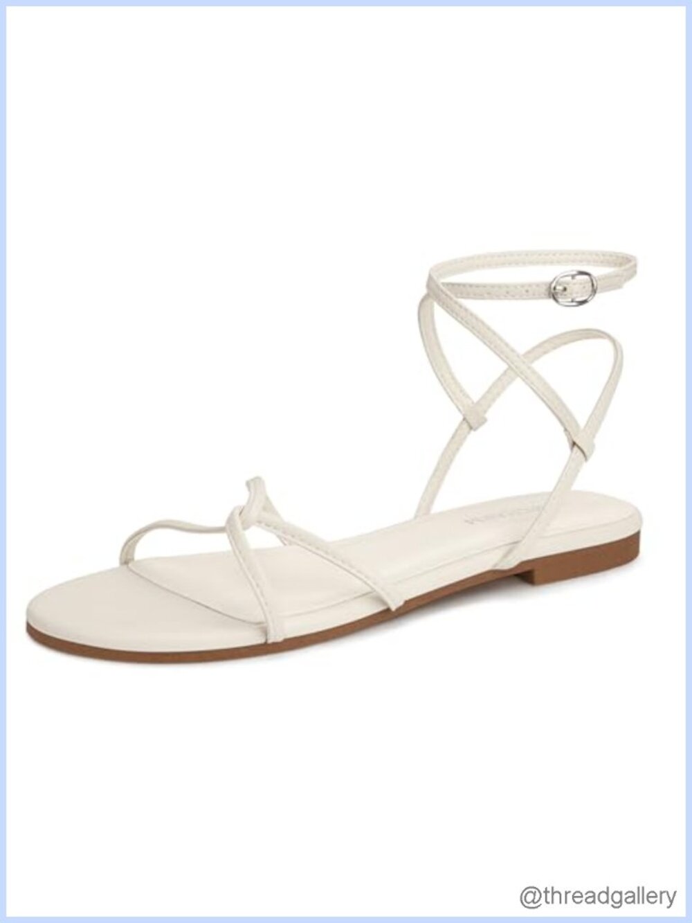 Women's Flat Sandals Strappy Lace Up Round Toe PU Ankle Strap Summer Beach